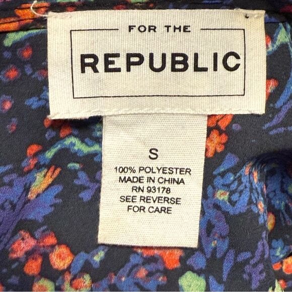 For the Republic Floral Patchwork Long Sleeve Blouse Black‎ Pink Small - Picture 6 of 7